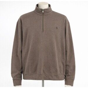 Polo Ralph Lauren 1/4 Zip Sweater Mens 4XB Brown Luxury Knit Casual Comfort Pony